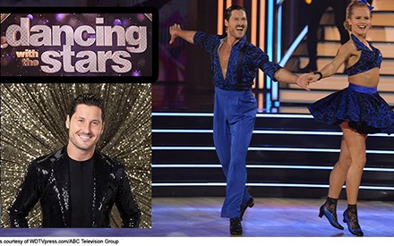 Dancing with the Stars Pro Val Chmerkovskiy and his partner dancing.