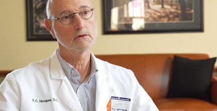 A doctor on video, describing post-surgical opioid dependency.