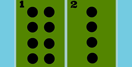 Patterns (dots on a page) to describe how to set up cones for a hula hoop tire run game.