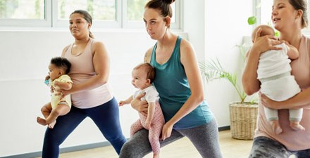 Mothers exercising with babies.