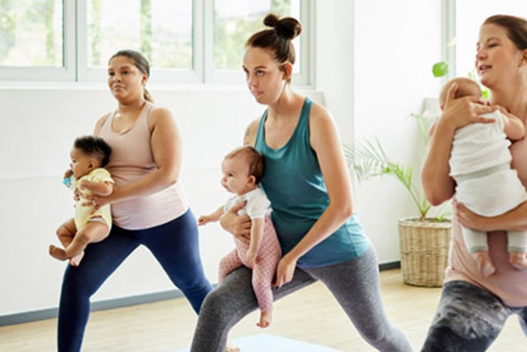 Mothers exercising with babies.