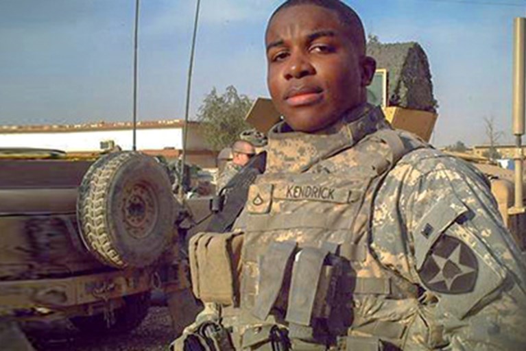 David, a soldier in the Army, in his uniform.