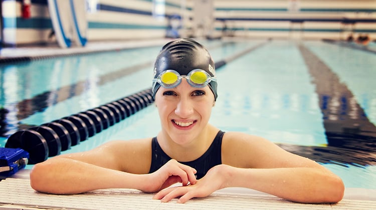 Alyssa Gialamas, paralympic swimmer, in the pool.