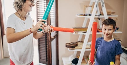 A physical therapist uses music and dancing as part of therapy.