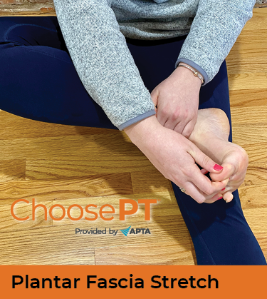 A physical therapist shows how to do plantar fascia stretching.