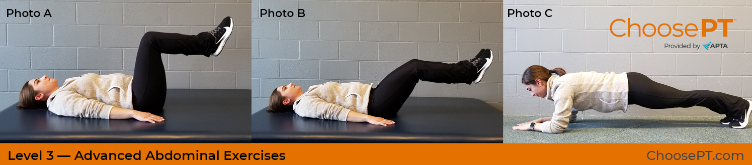 A physical therapist shows how to do advanced abdominal exercises.