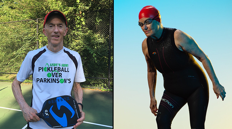 Senior pickleball athlete Andy Leighton and triathlete Patsy Lillehei