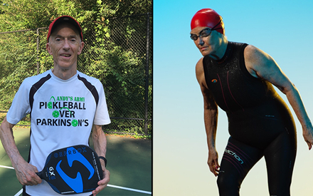 Senior pickleball athlete Andy Leighton and triathlete Patsy Lillehei