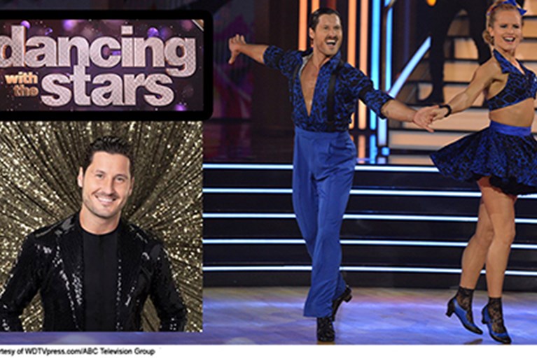 Dancing with the Stars Pro Val Chmerkovskiy and his partner dancing.
