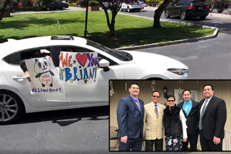 A welcome home paraded for COVID-19 survivor Brian de Castro.