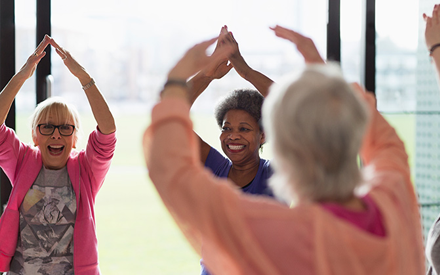 A group of women in an exercise class.