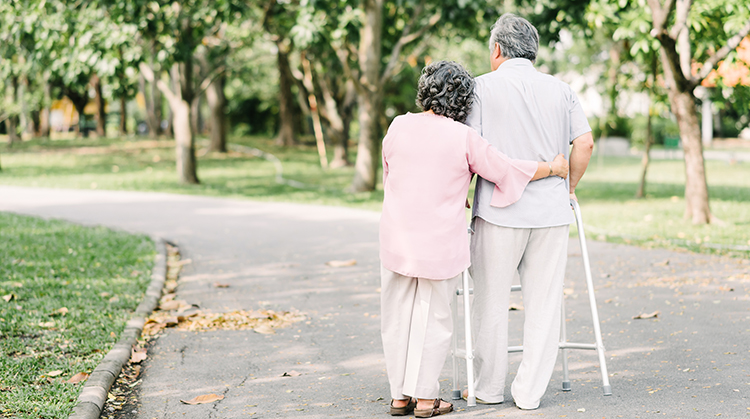 Older adults taking a walk