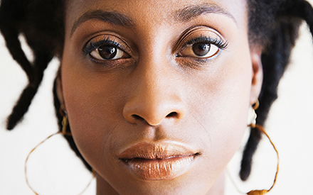 Closeup of a woman's face.